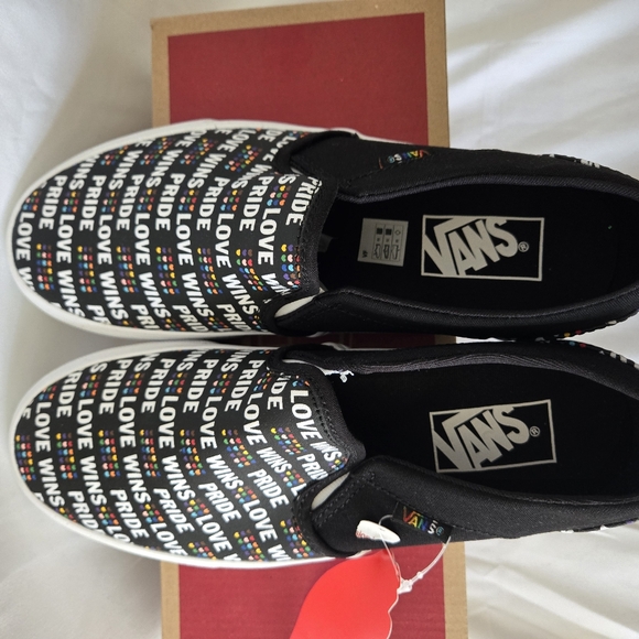 Women's Vans Asher Canvas Slip On Pride "Love Wins" Black/Glitter Size 8 Medium - Picture 3 of 9